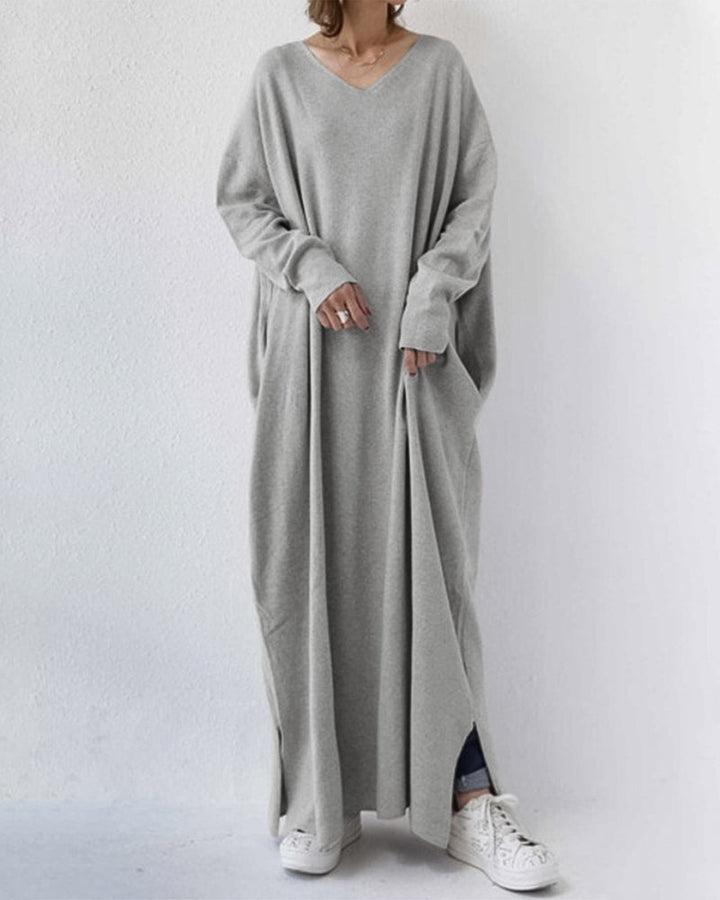 Eudora - Elegant and Casual V-Neck Dress