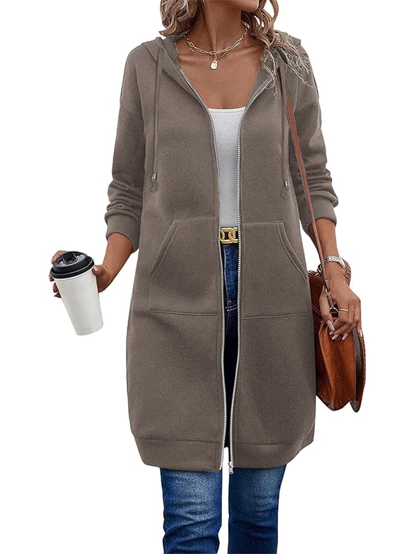 Bergdis | Long Hooded Jacket with Zipper