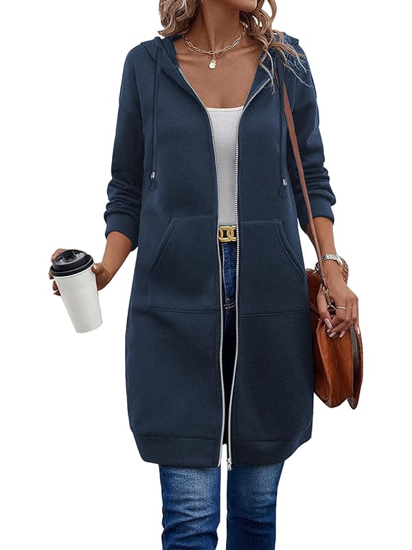 Bergdis | Long Hooded Jacket with Zipper