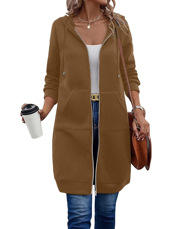 Bergdis | Long Hooded Jacket with Zipper