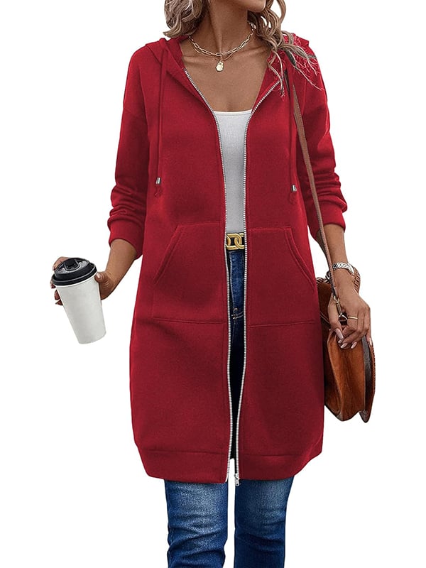 Bergdis | Long Hooded Jacket with Zipper