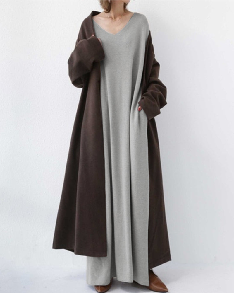 Eudora - Elegant and Casual V-Neck Dress