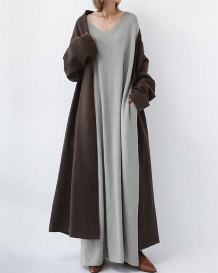 Eudora - Elegant and Casual V-Neck Dress