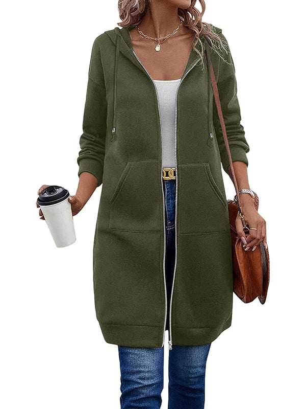 Bergdis | Long Hooded Jacket with Zipper