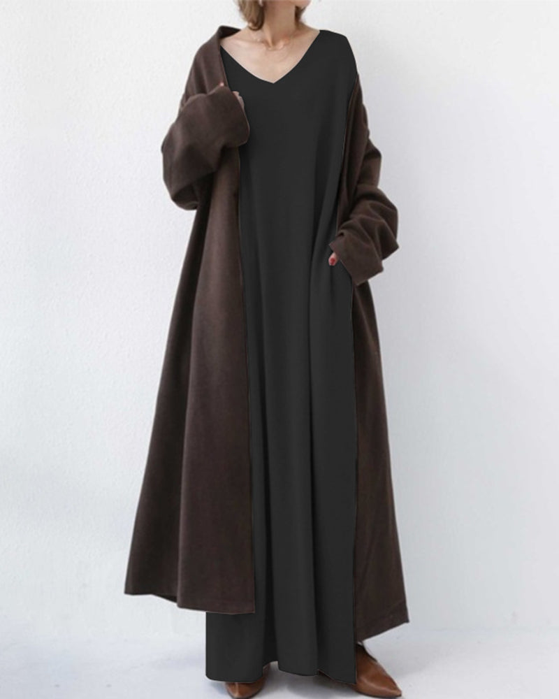 Eudora - Elegant and Casual V-Neck Dress