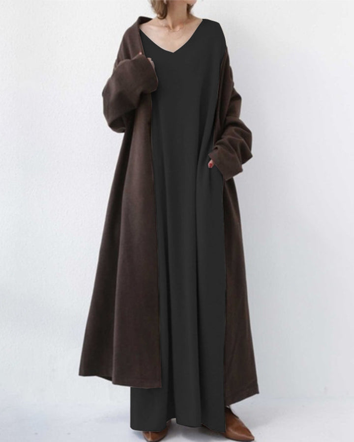 Eudora - Elegant and Casual V-Neck Dress