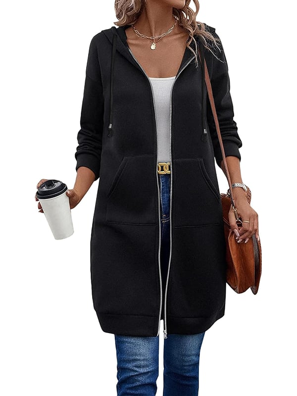 Bergdis | Long Hooded Jacket with Zipper