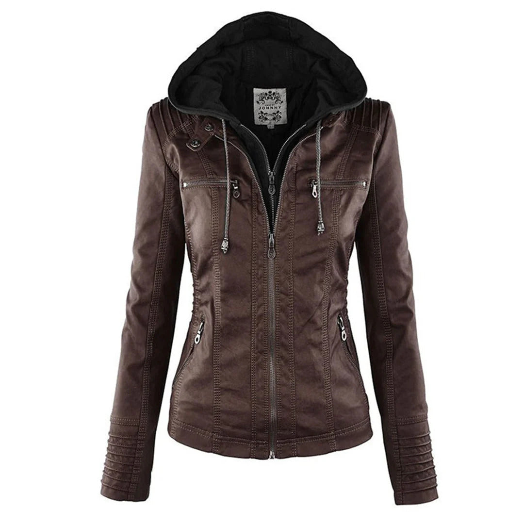 Lisa | Weatherproof Women's Leather Jacket with Hood