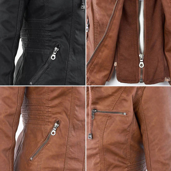 Lisa | Weatherproof Women's Leather Jacket with Hood