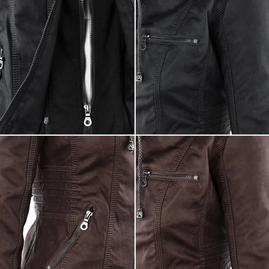 Lisa | Weatherproof Women's Leather Jacket with Hood