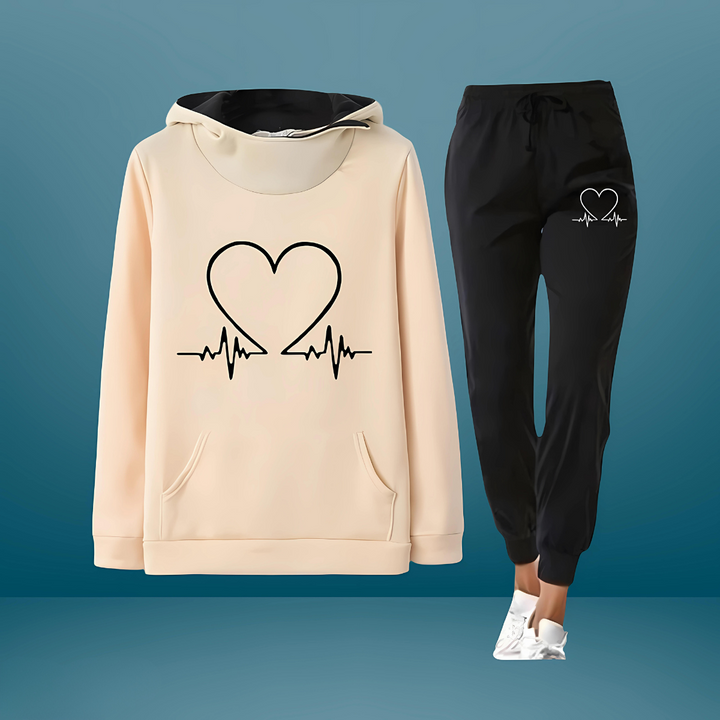 Nimue – 2-Piece Tracksuit Set with Heart Print