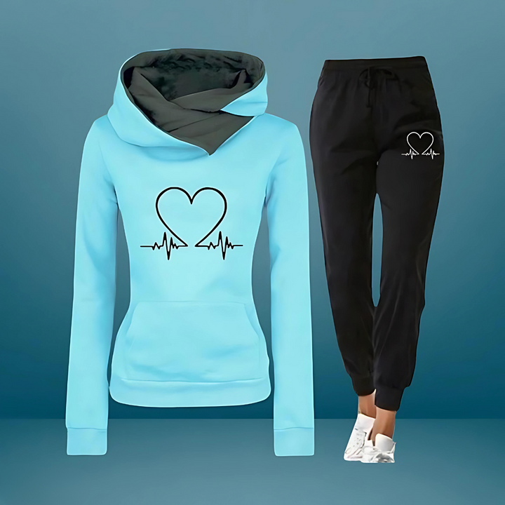 Nimue – 2-Piece Tracksuit Set with Heart Print