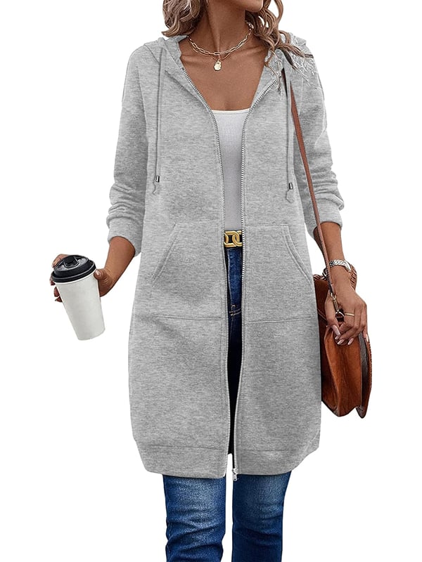 Bergdis | Long Hooded Jacket with Zipper
