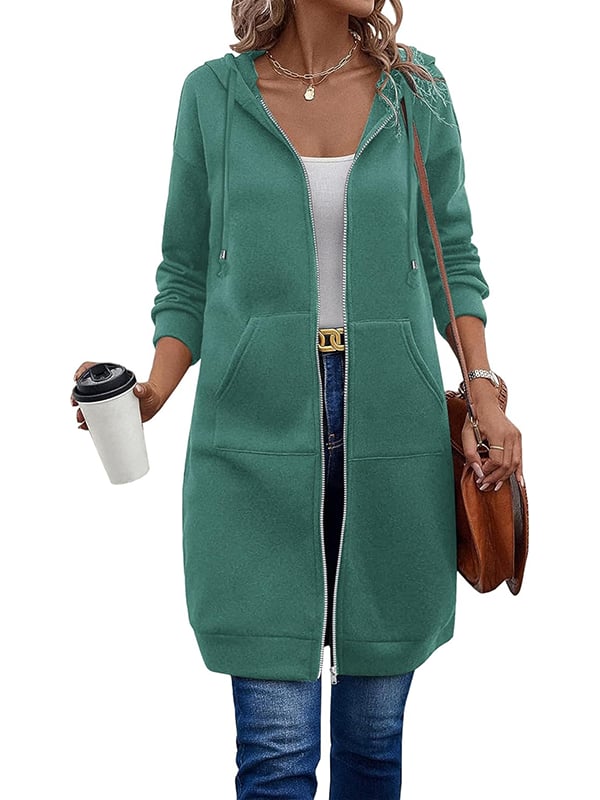 Bergdis | Long Hooded Jacket with Zipper