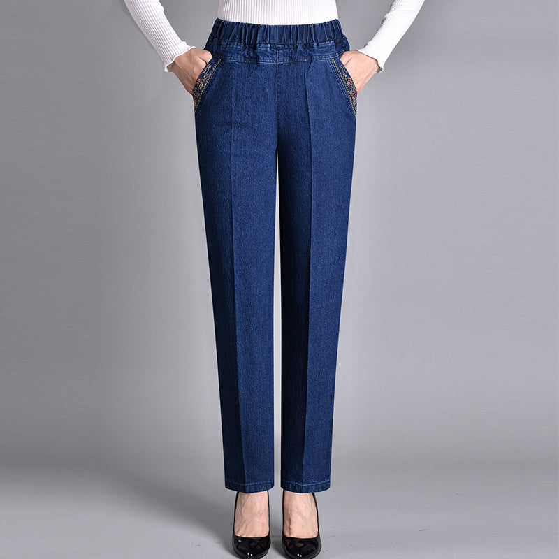 Maira | Women's Jeans with Side Pockets and Elastic Waist