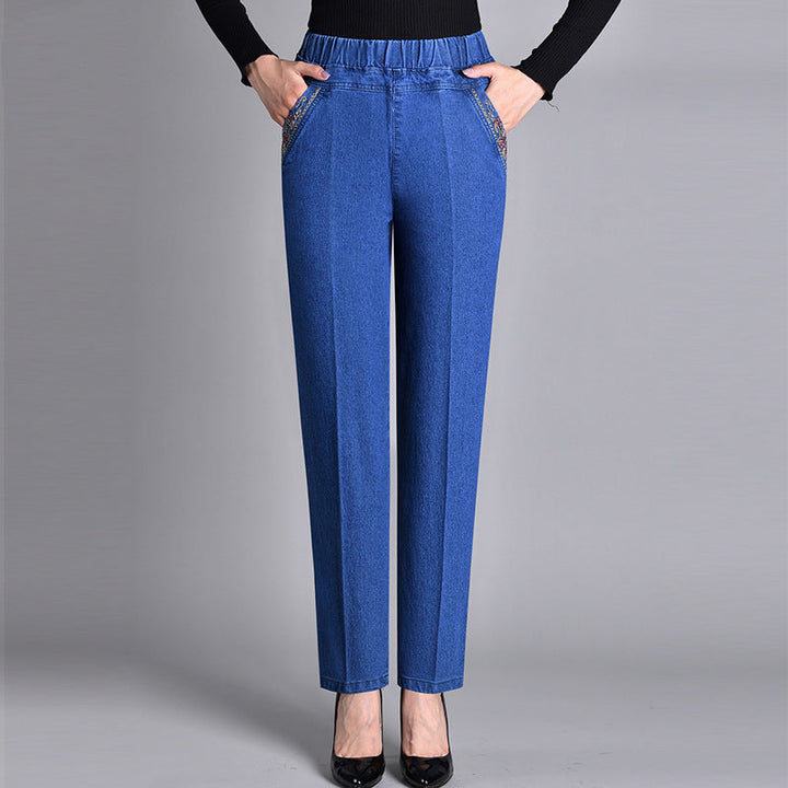 Maira | Women's Jeans with Side Pockets and Elastic Waist